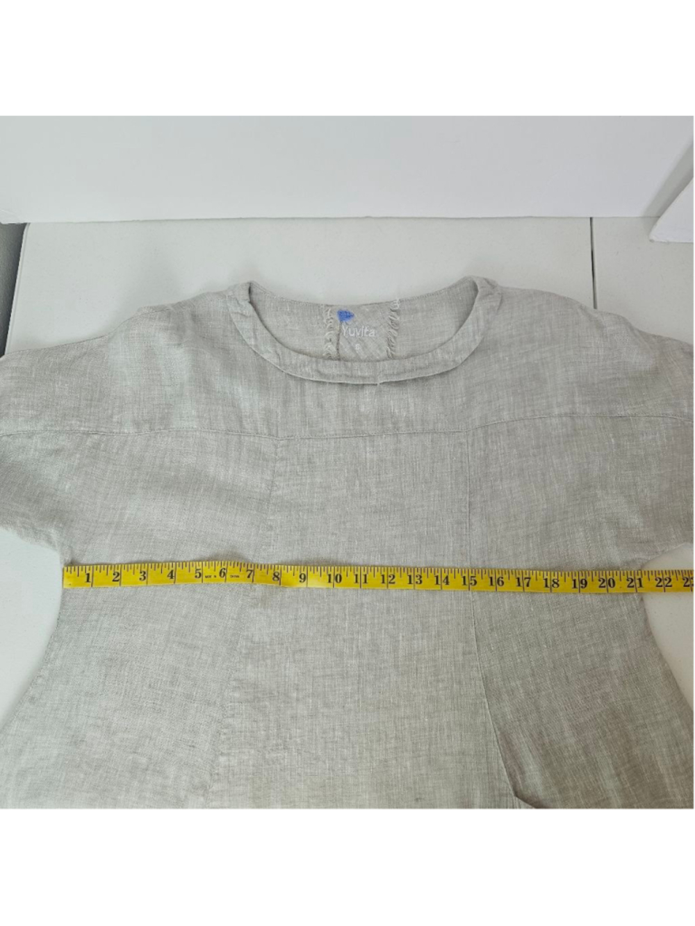 Yuvita 100% Linen Tunic Top with Pockets Size S Lagenlook Made in Europe - Picture 7 of 8
